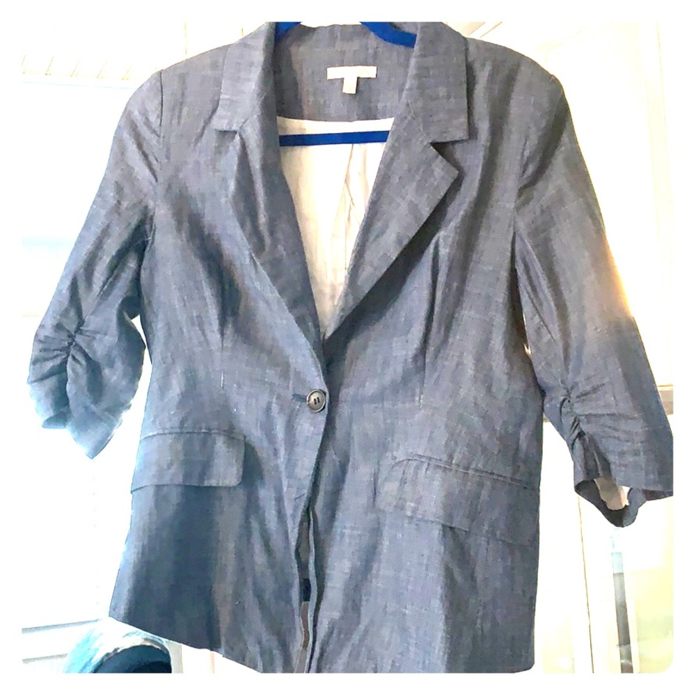 Denim print blazer